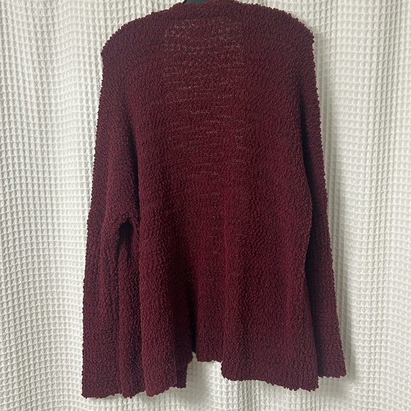 Cupio Long Cardigan Textured Popcorn Maroon Red Long Sleeve Pockets Open Medium - Picture 5 of 5